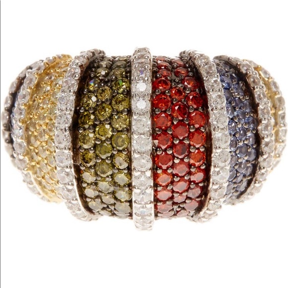 Suzy Levian Multi color Sterling Silver Ring Gorgeous! Perfect Holiday gift! - Picture 2 of 15